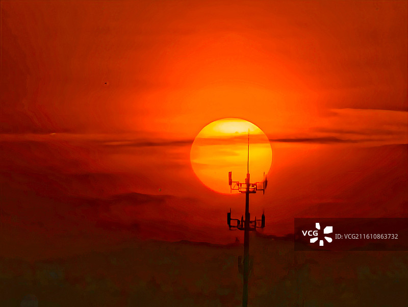 熔日塔影图片素材