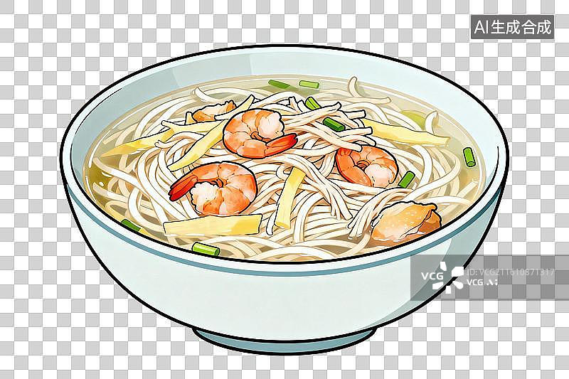 【AI数字艺术】卡通风格，一份美味的大煮干丝PNG格式的免扣元素图片素材