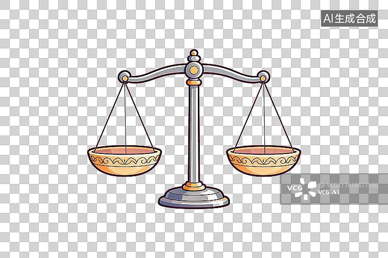【AI数字艺术】卡通风格，一个天平PNG格式的免扣元素图片素材