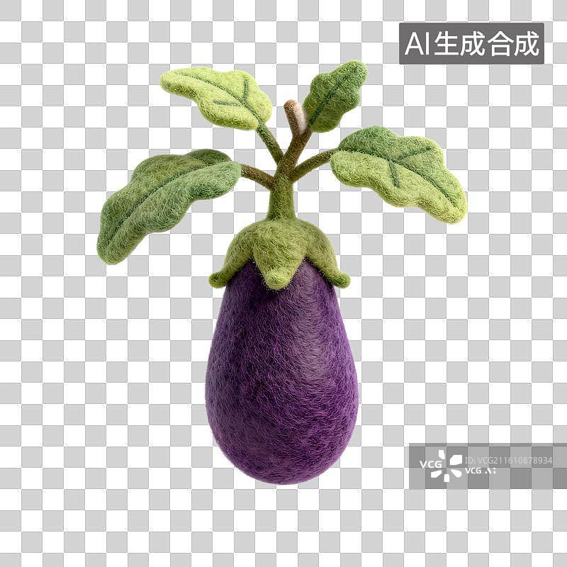 【AI数字艺术】手工羊毛毡茄子摆件图片素材