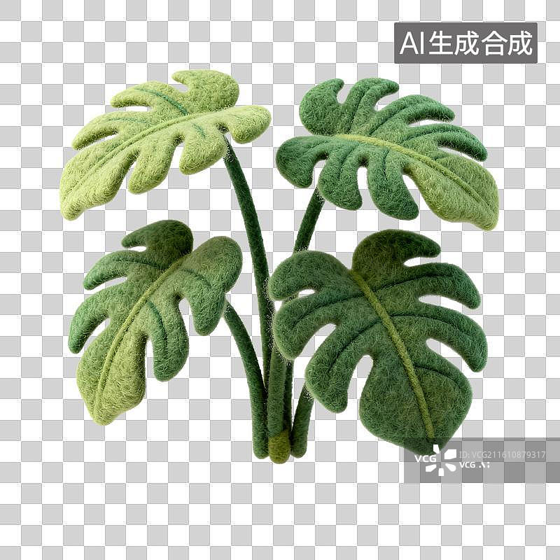 【AI数字艺术】毛毡龟背竹叶装饰艺术图片素材