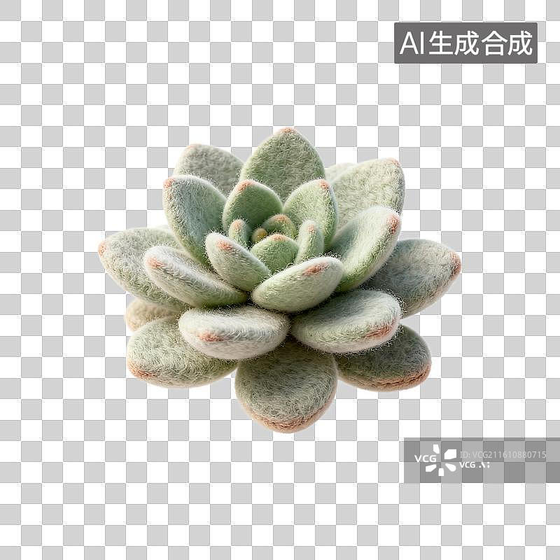 【AI数字艺术】毛绒质感绿色多肉植物图片素材