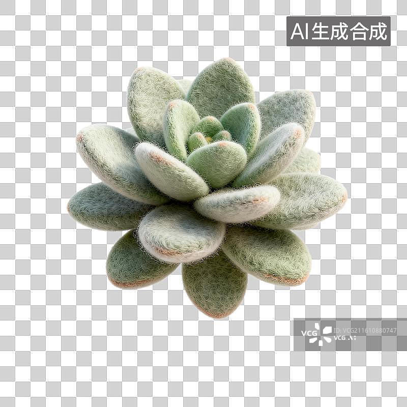【AI数字艺术】毛绒质感绿色多肉植物图片素材