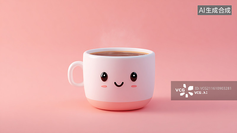 【AI数字艺术】带笑脸的可爱 3D 卡通马克杯图片素材