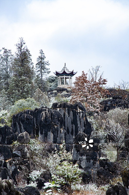 石林狮子亭雪景图片素材