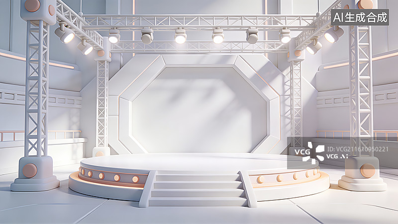 【AI数字艺术】极简白科技舞台展示背景素材图片素材