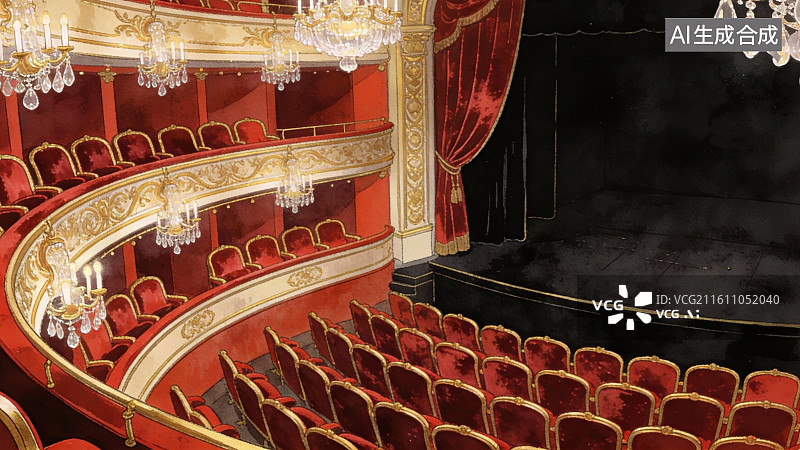 【AI数字艺术】华丽剧院内部全景图片素材