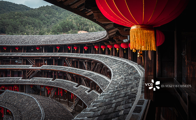 福建省永定区下洋镇明代世界遗产名录初溪村初溪土楼群图片素材