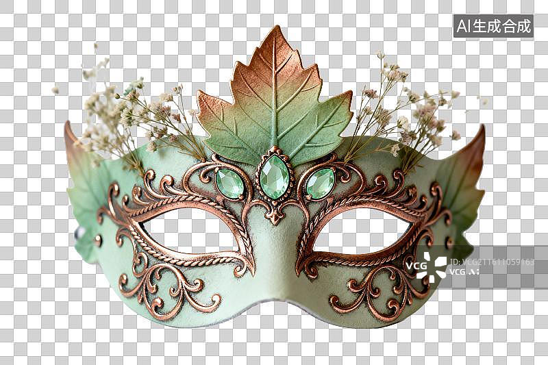 【AI数字艺术】精致叶饰面具装饰华丽细节图片素材