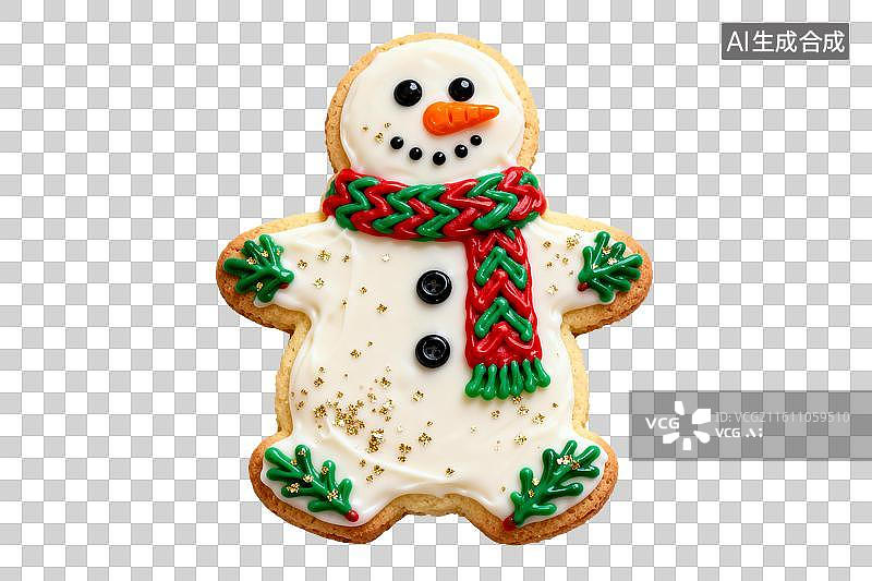 【AI数字艺术】圣诞雪人造型糖霜饼干图片素材