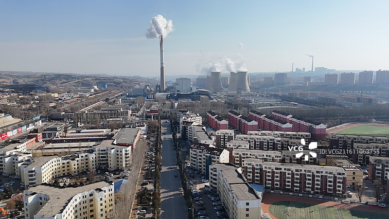 鄂尔多斯准格尔旗千亿县城市航拍图片素材