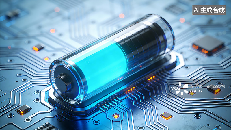 【AI数字艺术】可持续能源，绿色清洁能源，新能源，电池，风力发电，光伏发电图片素材