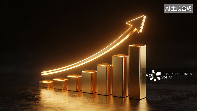 【AI数字艺术】GDP投资理财，国内生产总值，民生，经济，发展，黄金上涨图片素材