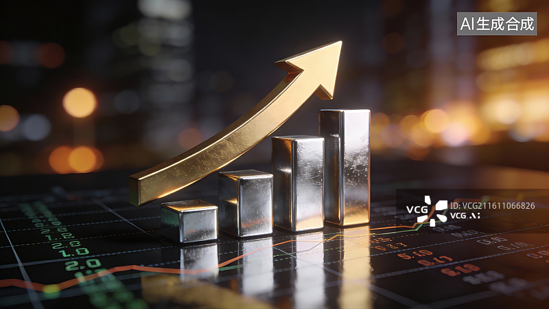 【AI数字艺术】GDP投资理财，国内生产总值，民生，经济，发展，黄金上涨图片素材
