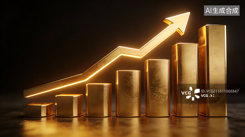 【AI数字艺术】GDP投资理财，国内生产总值，民生，经济，发展，黄金上涨图片素材