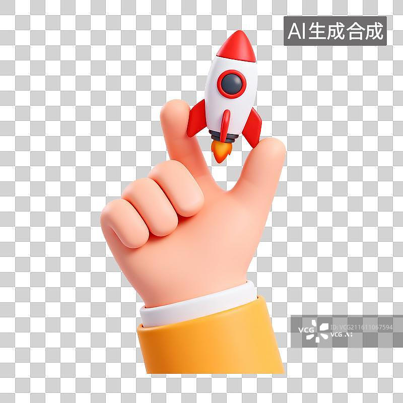【AI数字艺术】手握火箭模型图片素材
