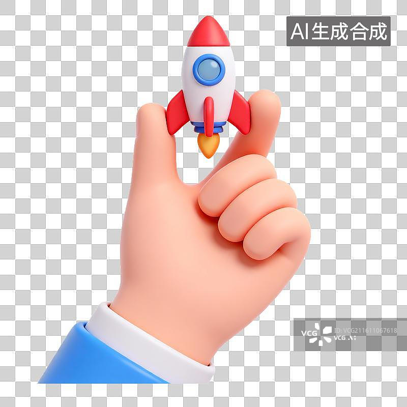【AI数字艺术】手握火箭模型图片素材