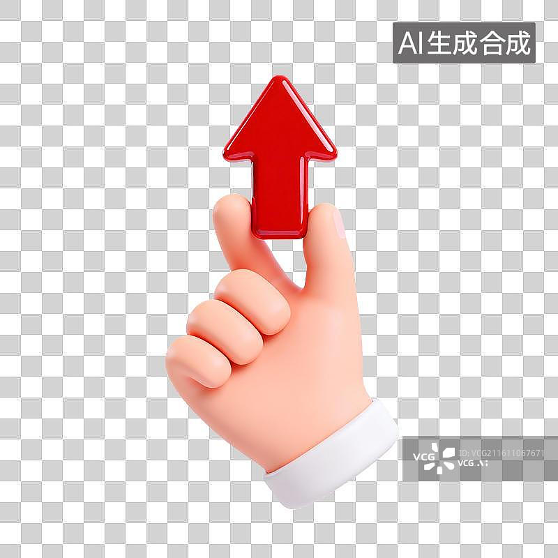 【AI数字艺术】手握红色向上箭头图片素材