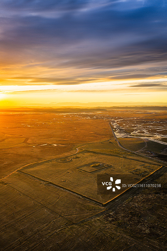 内蒙古呼伦贝尔黑山头古城航拍图片素材