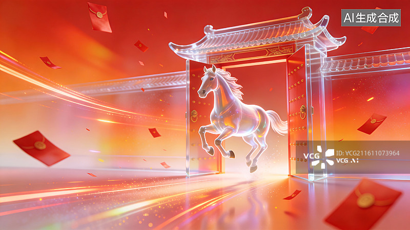 【AI数字艺术】骏马福门海报图片素材