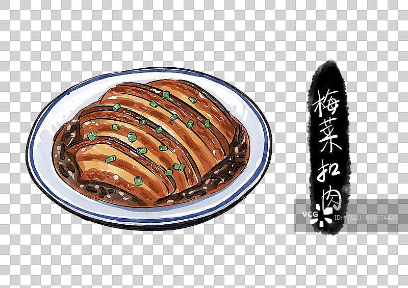 梅菜扣肉粤港澳大湾区美食地理人文旅游国风水彩手绘插画元素图片素材