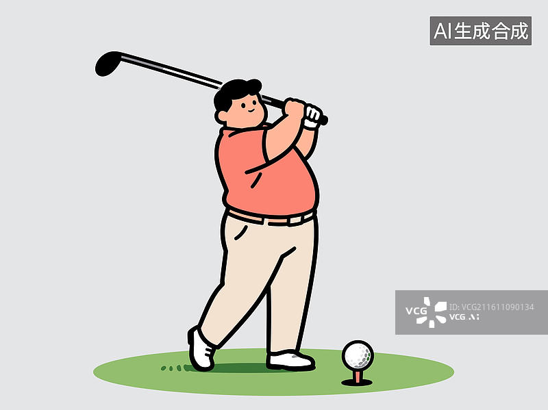 【AI数字艺术】[矢量EPS素材]肥胖男子打高尔夫球图片素材