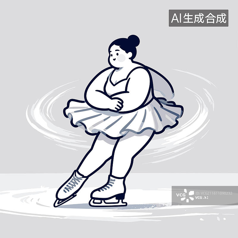 【AI数字艺术】[矢量EPS素材]女花样滑冰运动员旋转动作图片素材