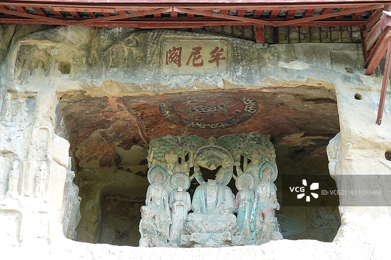 四川省广元市广元千佛崖摩崖造像千佛崖石窟图片素材