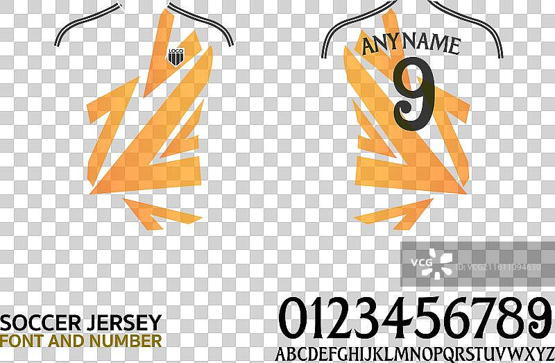 足球T恤字体和号码队服套装图片素材
