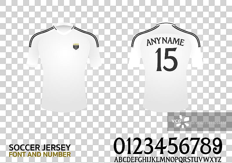 足球T恤字体和号码制服套装图片素材
