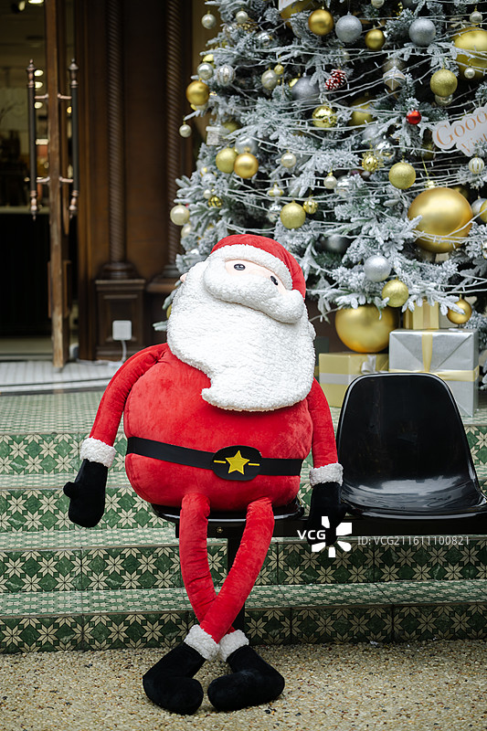 成都街边小店的圣诞节装饰 圣诞老人 圣诞节 红色图片素材