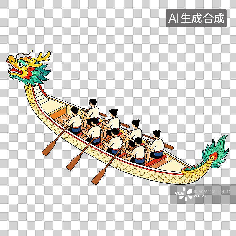 【AI数字艺术】端午节龙舟插画图片素材