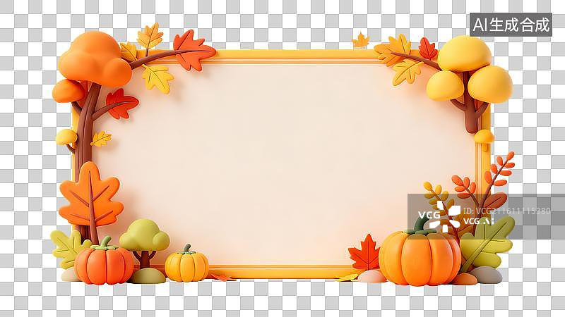 【AI数字艺术】3D卡通粘土国风秋天秋季边框图片素材