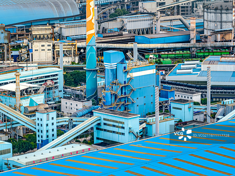 三明钢铁厂 工业厂房错综复杂高炉管道烟囱传送带 内陆山区三线建设 福建三钢闽光股份炼铁厂 工业旅游图片素材