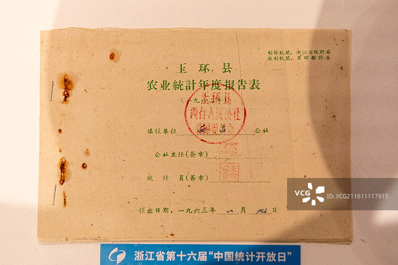 台州博物馆1963年玉环县 农业統計年度报告表图片素材