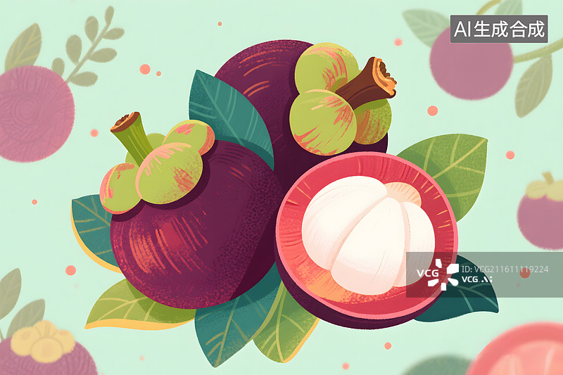 【AI数字艺术】卡通山竹水果插画图片素材