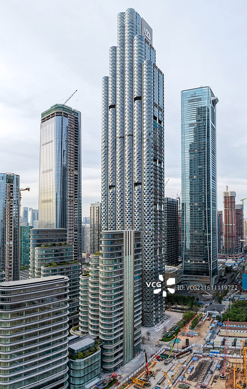 深圳市南山区深圳湾超级总部深湾汇云中心招商银行超级总部大厦航拍图片素材
