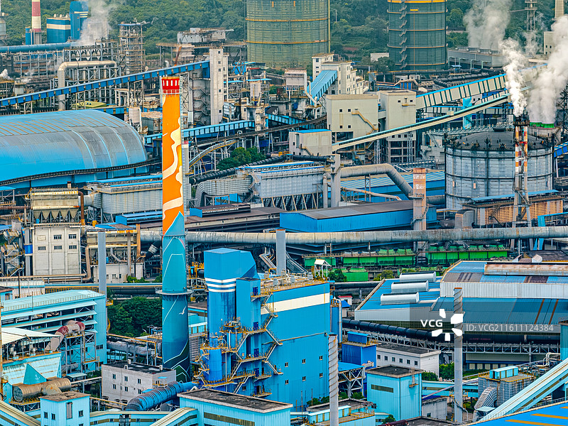 三明钢铁厂 工业厂房错综复杂高炉管道烟囱传送带 内陆山区三线建设 福建三钢闽光股份炼铁厂 工业旅游图片素材