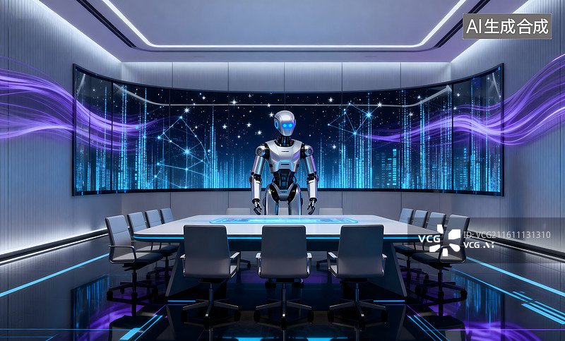 【AI数字艺术】AI全息助手 智能会议室图片素材