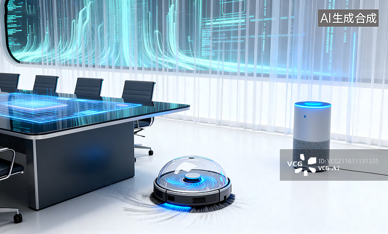 【AI数字艺术】AI全息助手 智能会议室图片素材