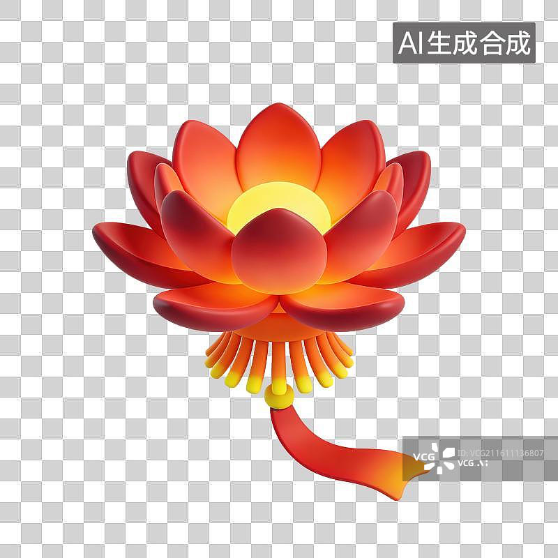 【AI数字艺术】3D立体中国风正月十五元宵节莲花灯元素图片素材