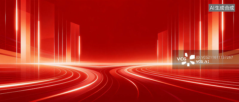 【AI数字艺术】红色未来感抽象光轨背景图片素材