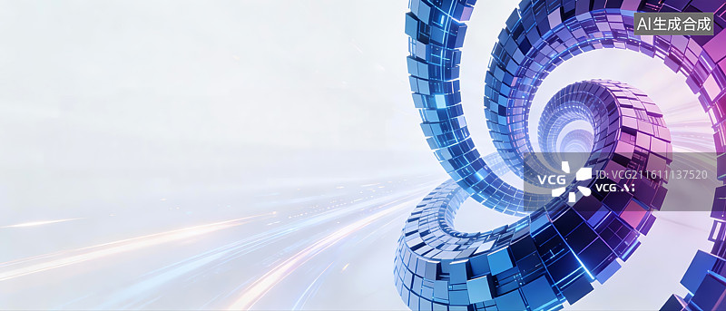 【AI数字艺术】抽象3D螺旋数字方块背景图片素材