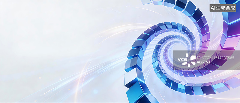 【AI数字艺术】抽象3D螺旋数字方块背景图片素材