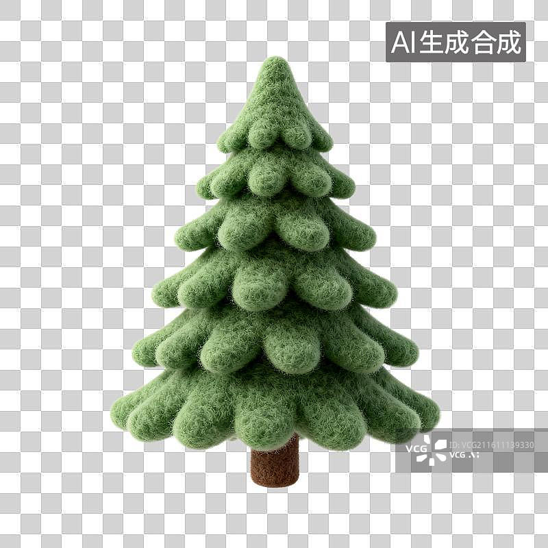【AI数字艺术】毛绒质感绿色圣诞树装饰图片素材