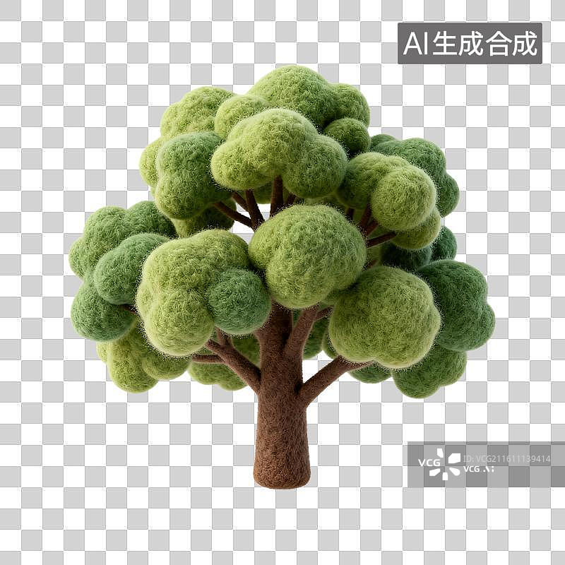 【AI数字艺术】毛毡工艺造型树装饰摆件图片素材