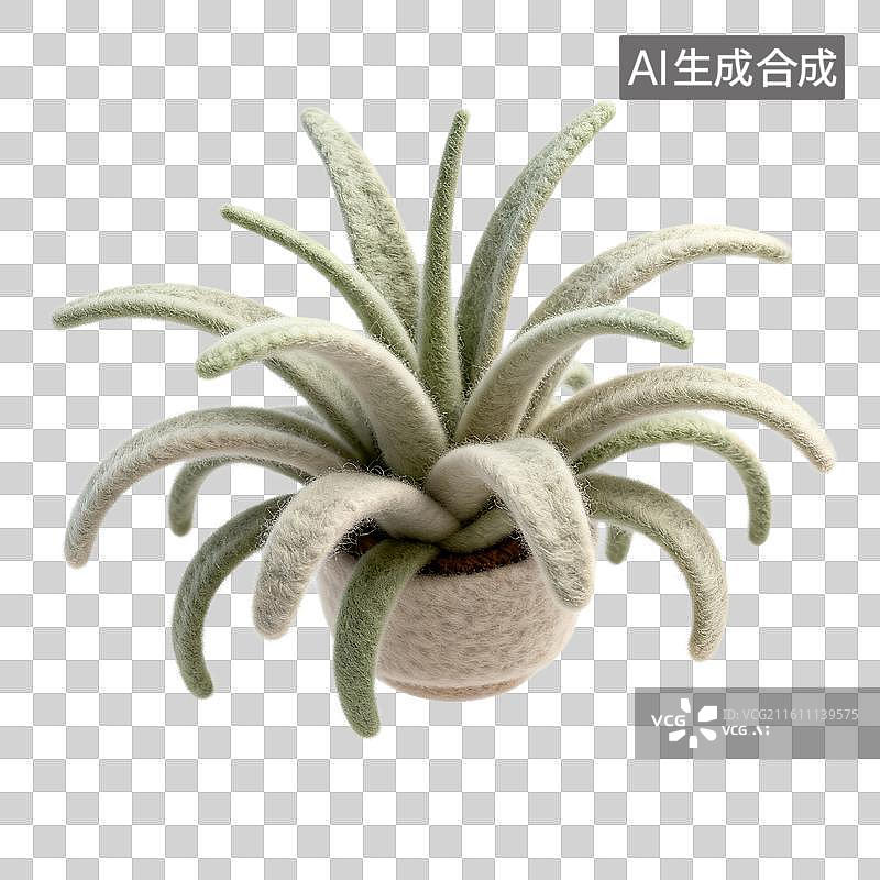 【AI数字艺术】毛毡空气凤梨针织盆摆件图片素材