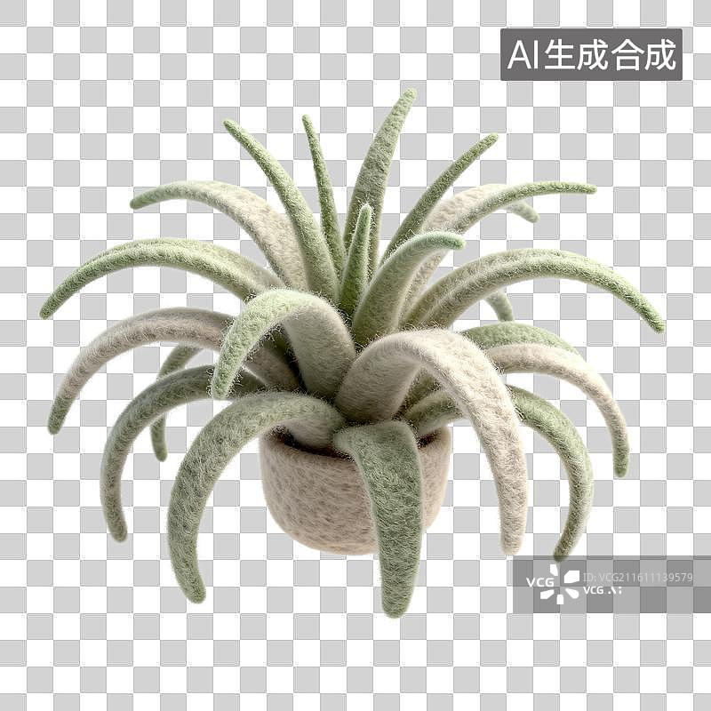 【AI数字艺术】毛毡空气凤梨针织盆摆件图片素材