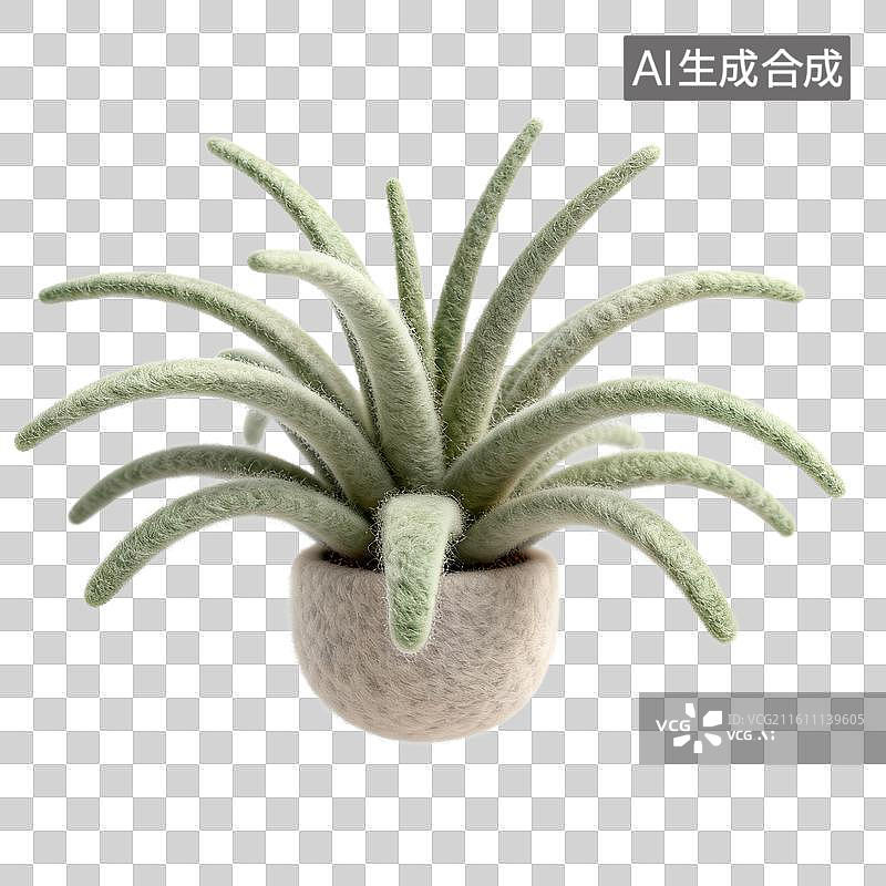 【AI数字艺术】毛毡空气凤梨针织盆摆件图片素材