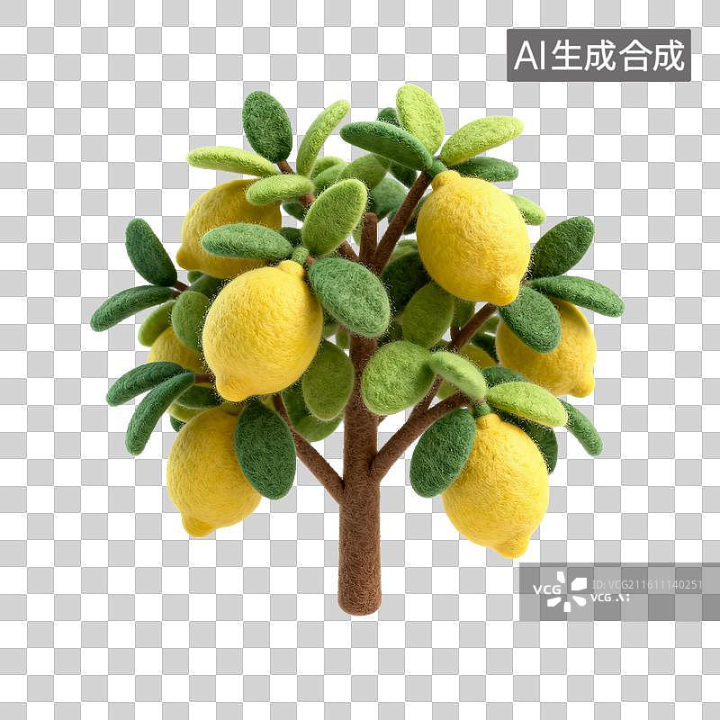 【AI数字艺术】手工毛毡柠檬树图片素材